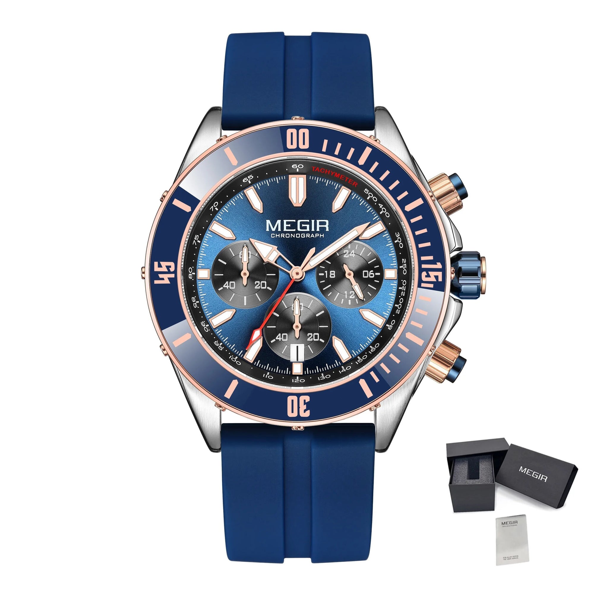 MEGIR Watch with Chronograph Men Fashion Quartz Military Waterproof Calendar Business Casual Wrist Watches Clock Montre Homme-14