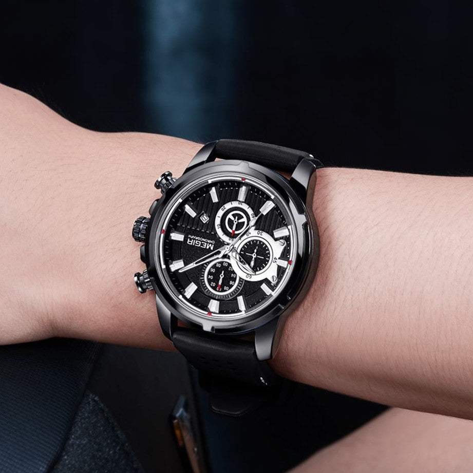 MEGIR Brand Luxury Sport Quartz Watch Silicone Chronograph Men Wristwatches Waterproof Male Calendar Clock Wrist Watch 2101-4