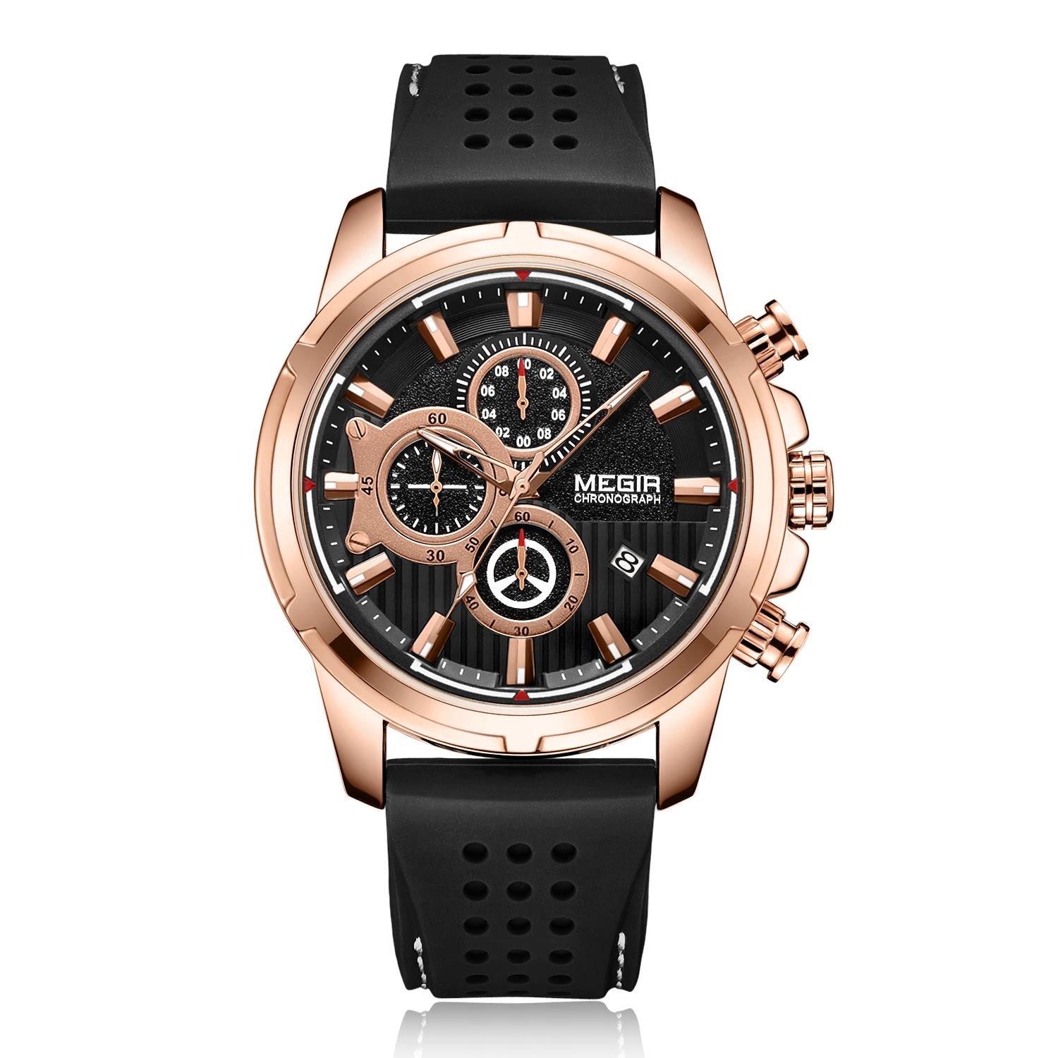 MEGIR Brand Luxury Sport Quartz Watch Silicone Chronograph Men Wristwatches Waterproof Male Calendar Clock Wrist Watch 2101-11
