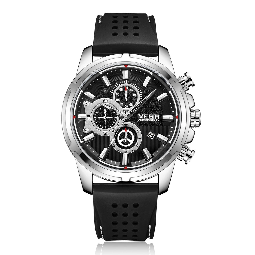 MEGIR Brand Luxury Sport Quartz Watch Silicone Chronograph Men Wristwatches Waterproof Male Calendar Clock Wrist Watch 2101-10
