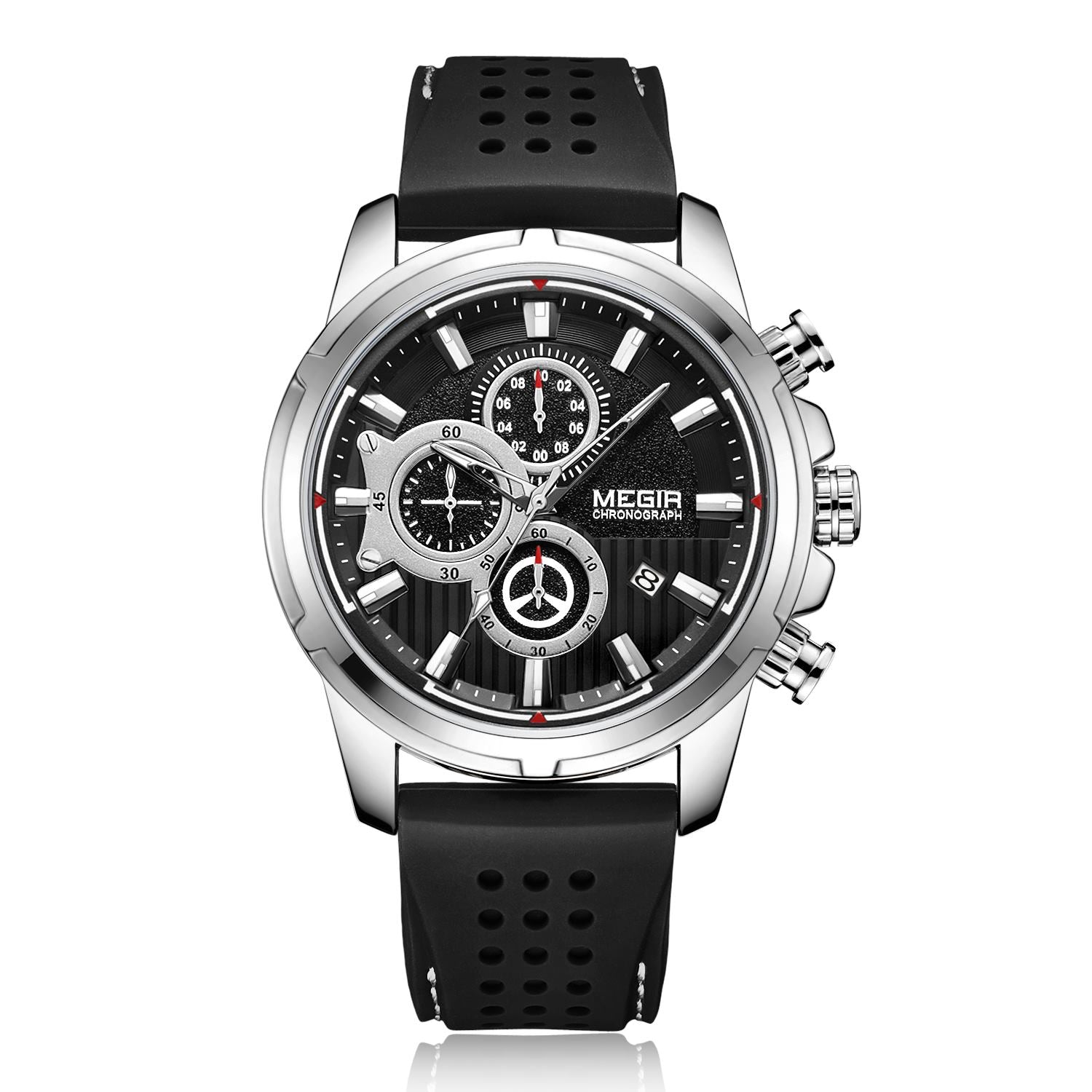 MEGIR Brand Luxury Sport Quartz Watch Silicone Chronograph Men Wristwatches Waterproof Male Calendar Clock Wrist Watch 2101-10