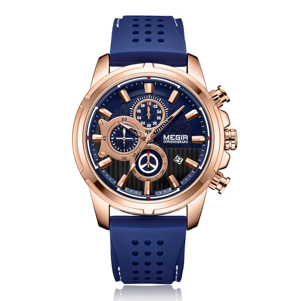 MEGIR Brand Luxury Sport Quartz Watch Silicone Chronograph Men Wristwatches Waterproof Male Calendar Clock Wrist Watch 2101-12