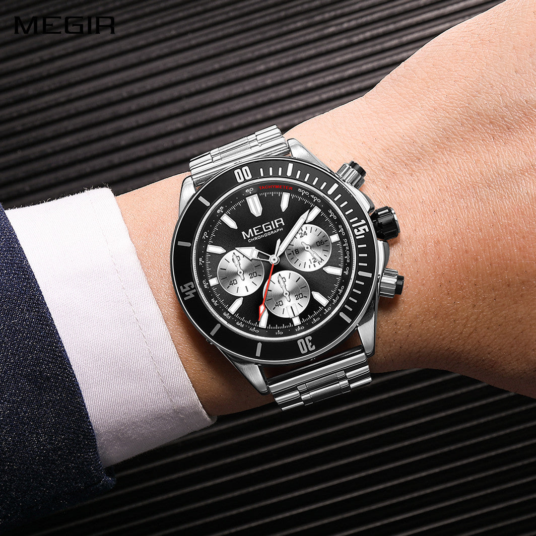 MEGIR Watch with Chronograph Men Fashion Quartz Military Waterproof Calendar Business Casual Wrist Watches Clock Montre Homme-0