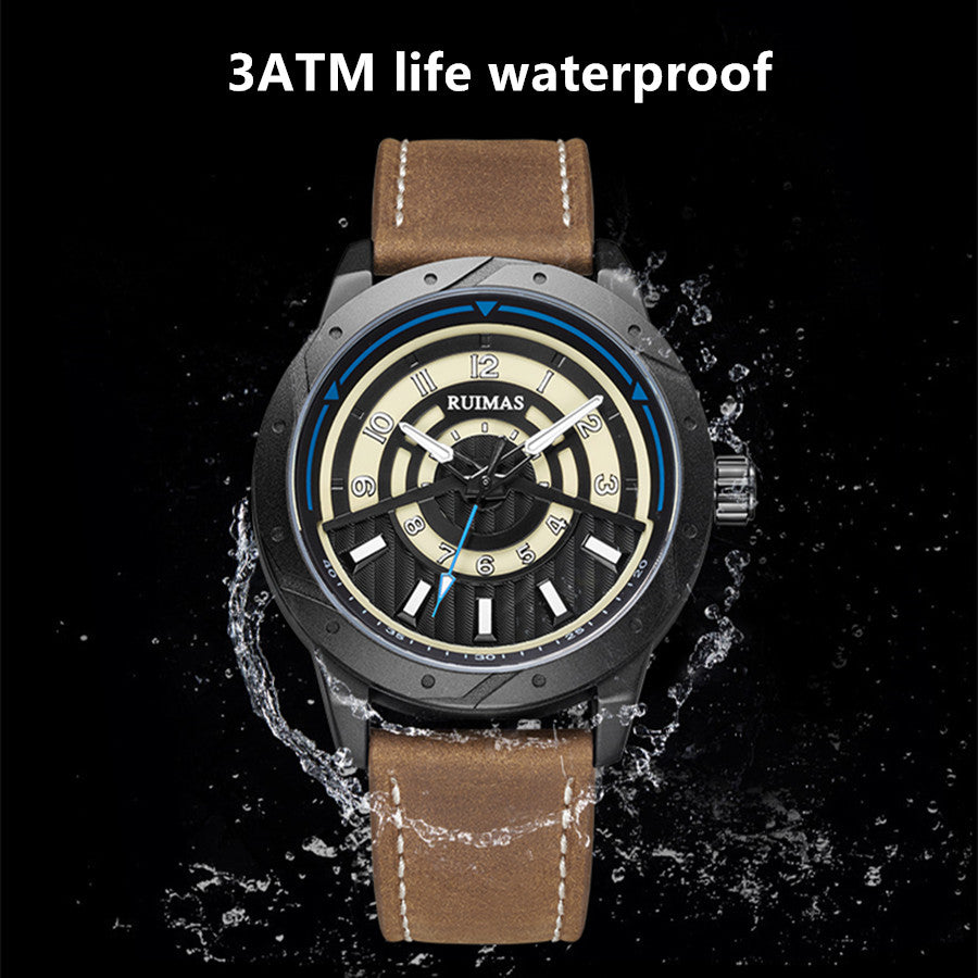 RUIMAS Men Wristwatch Luxury Leather Sports Military Wrist Watches Waterproof Large Dial Casual Quartz Clock Relogio Masculino-5